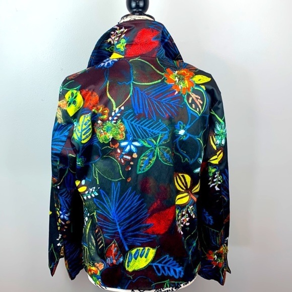 Chico’s Whimsical Night Gretta Tropical Floral Moto Jacket NWOT - Picture 6 of 9